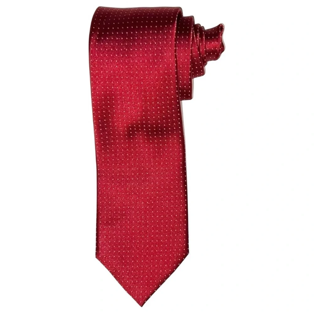 Tommy Hilfiger Necktie Men’s Red Blue White Polka Dots 100% Silk 57x3 Tie
